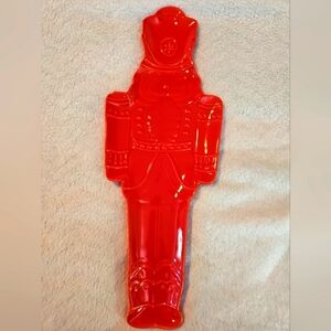Grasslands Road Red Ceramic Nutcracker Tray Dishwasher And Microwave Safe 16"x6"